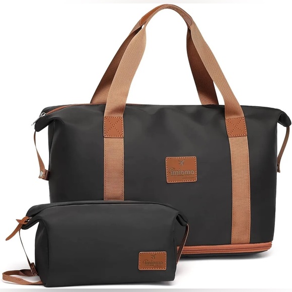 NWOT Travel Gym Duffel Bag Weekender Bags Large Tote Overnight Imiomo Black 2 PC - Picture 1 of 9